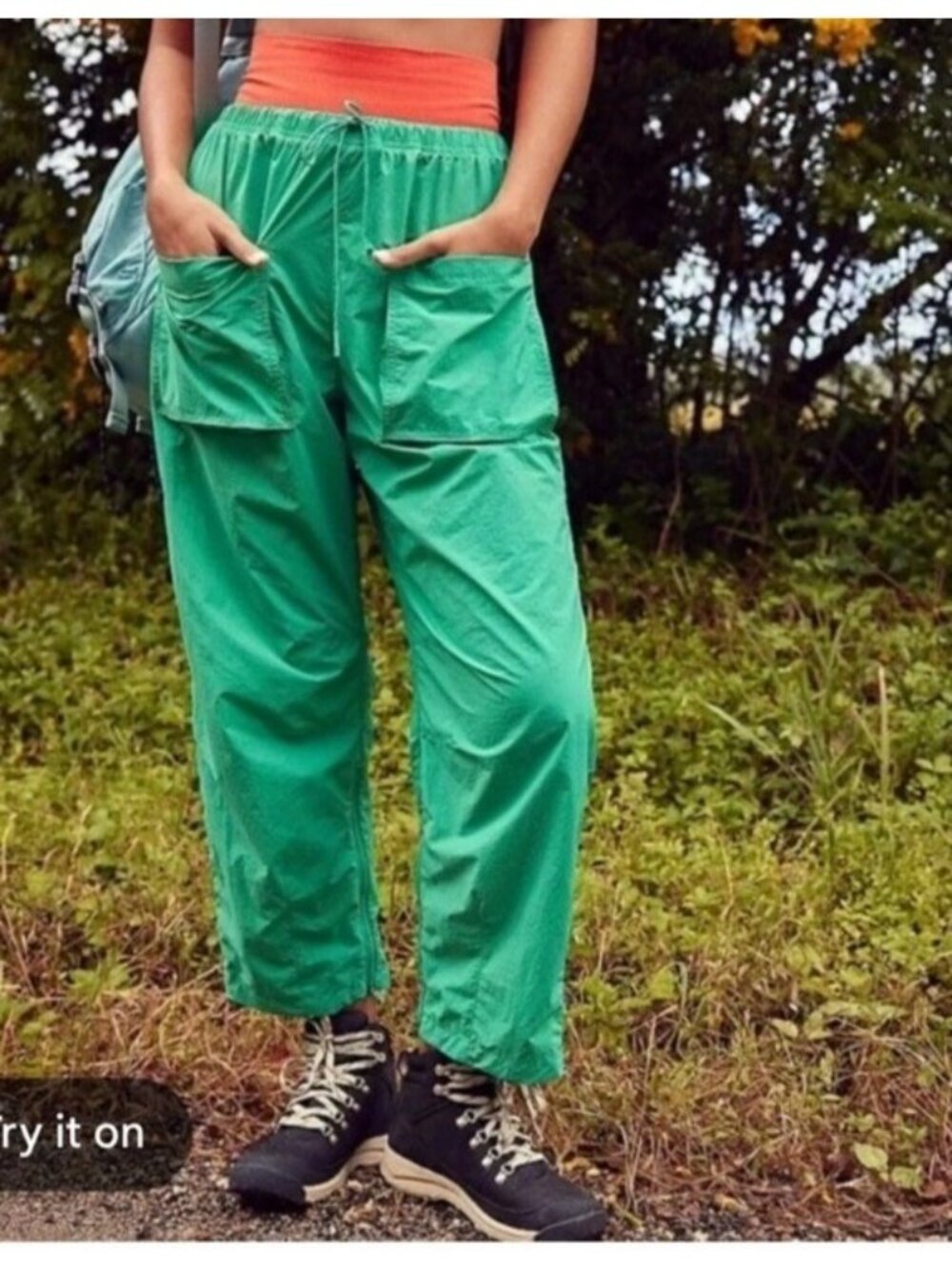Free People Movement Fly By Night Pants Womens XL Bright Green Cargo Track Pant